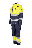 Nehořlavé antistatické pracovní kalhoty do pasu GOODPRO JAKUB Hi-Vis, žlutá/navy blue
