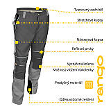 Montérkové pasové kalhoty CHAMEO RANGO, tm.šedá/sv.šedá - ÚPRAVA PRO ŠT