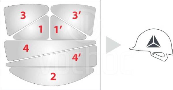 Reflexní pásky na přilbu HESTICKER, metalická červená