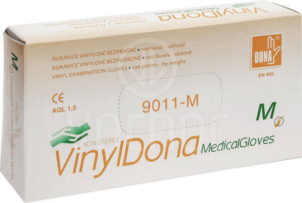 Jednorázové vinylové rukavice bezprašné Vulkan VinylDona, 100 ks