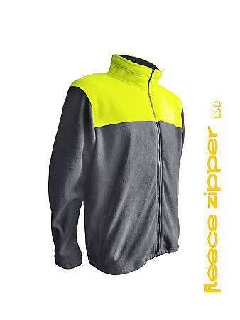 Pracovní mikina CHAMEO FLEECE ZIPPER ESD, šedá/žlutá