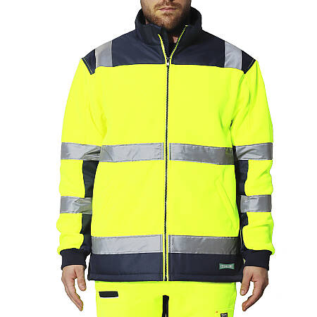 Pánská reflexní fleecová mikina Issaline Workia HiVi, žlutá/navy